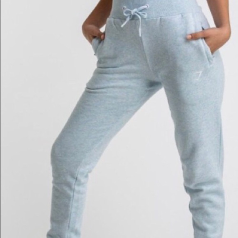 Gymshark high waisted joggers in ice blue